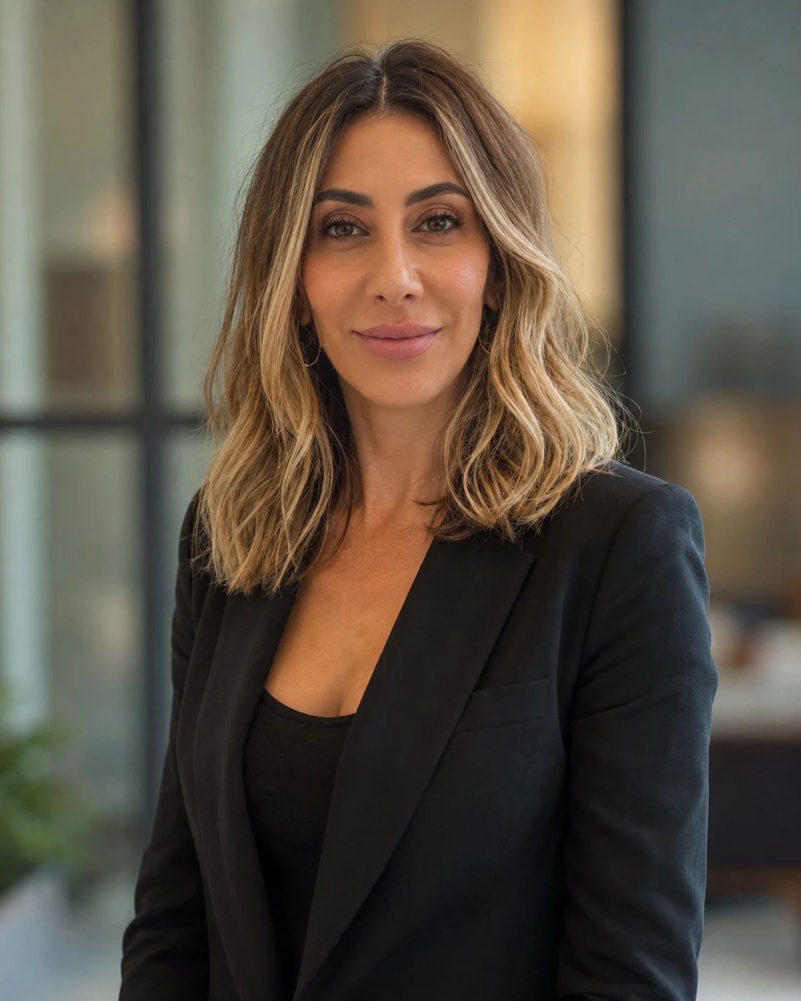 Alessia Turchi, founder di McGuffin Media Agency, in blazer nero.